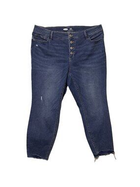 Old Navy 20 Plus Short Rockstar Super Skinny High Rise Raw Hem Jeans Distressed